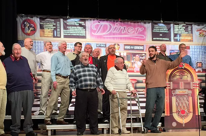 Valley Chordsmen performing in close harmony